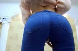 super-sexy teenage in denim taunting on
